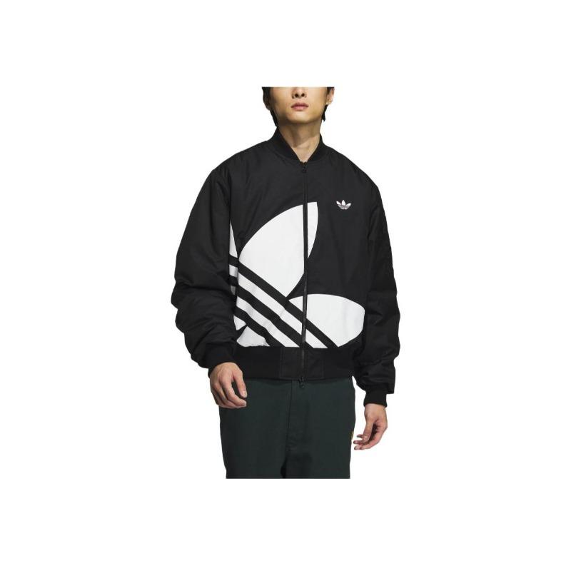 adidas Originals Sports Lifestyle Series Classic Retro Sports Stand Collar Pilot Long Sleeve Jacket Unisex Jacket Black JL8380