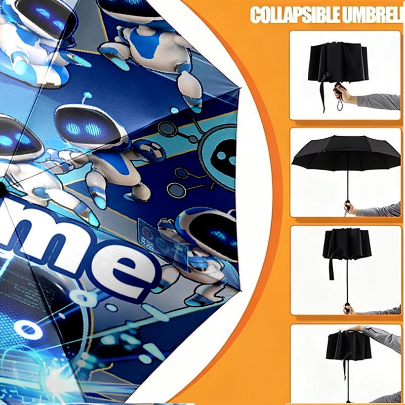 Custom Name Personalized Cosmic Bot Crew Print Umbrella, Auto Open Close, 8‑Rib Sturdy Frame, Commute Camping Hiking Use, Birthday Gift