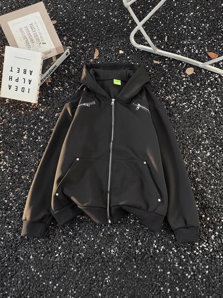 Men's 2025 Retro Patchwork Hooded Sweatshirt, Early Autumn Raglan Sleeve American Hoodie, Loose Long Sleeve Cardigan Jacket