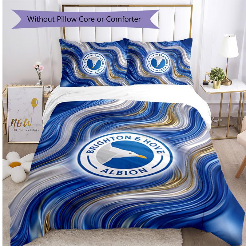 Set Lenzuola Stampato Brighton & Hove Albion Football 3 Pezzi, Set Copripiumino Confortevole e Delicato sulla Pelle per Camera da Letto