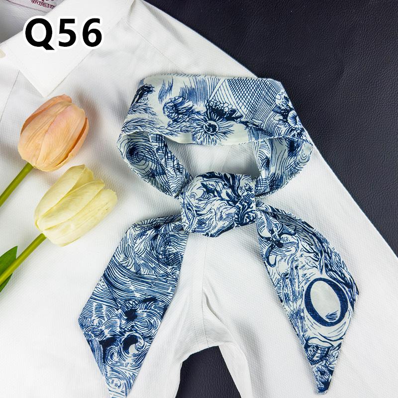 New Long Versatile Silk Scarf Tied Hair Band Bow Letter Floral Streamer Tied Bag Gift Small Silk Scarf