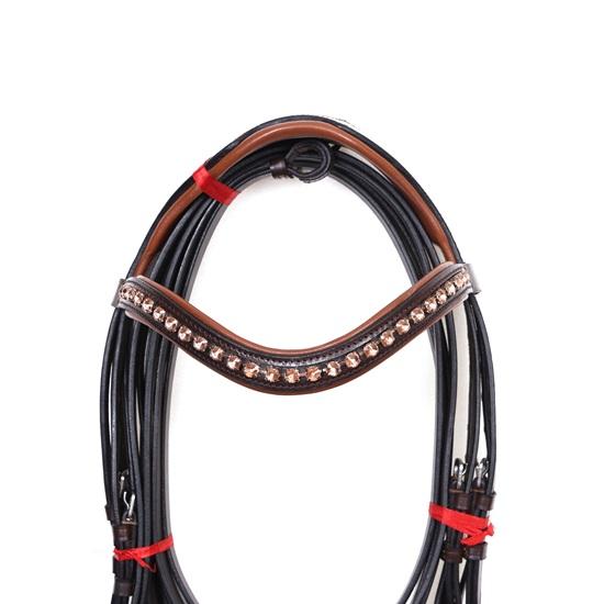 Weymouth Bridle Tan Stone Crystal Brow-Band with Softy Padding for Horse.