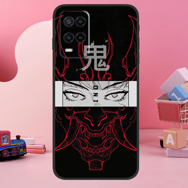 Japanese Hannya Oni Mask Case For Oppo A74 A94 A54 A17 A57 A77 A76 A16 A96 A18 A60 A80 A40 A38 A58 A78 A98 A15 A5 Pro