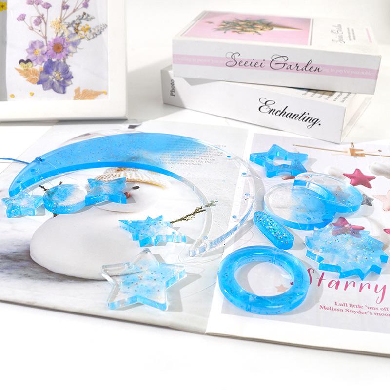 Epoxy Wind Chime Silicone Mold: Sun, Moon, Stars Pendant with Hole for DIY Decorations