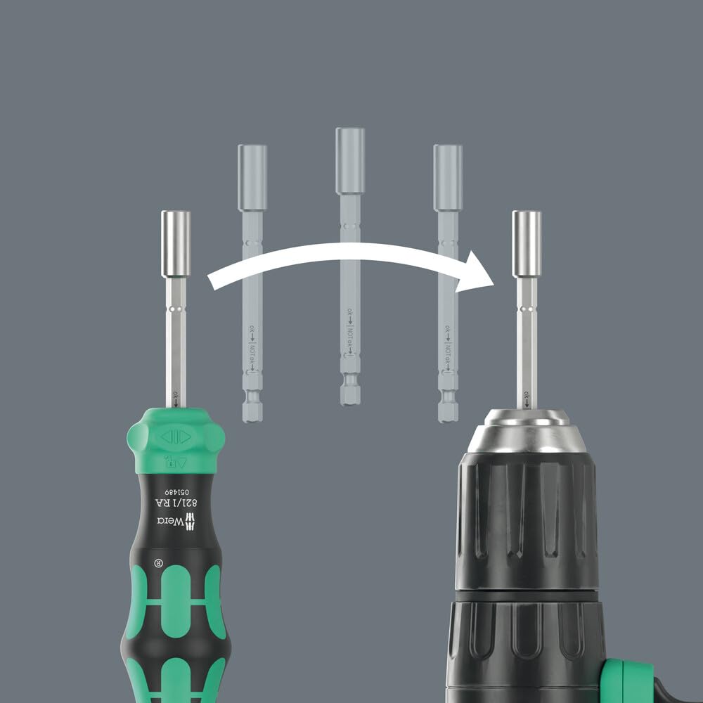 WERA Hex Ratchet Bit Driver Set with 6 Bits 1/4" Built-in (Product Code 051519)