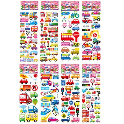 8 Sheets/Set Traffic Car Stickers For Kids Boys 3D Puffy Bubble Scrapbook Cartoon Stickers Laptop Notebook DIY Toys