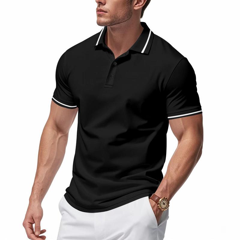 Men's Summer Quick-drying Lapel Short-sleeved Polo Shirt Fashionable Casual Button Splicing Versatile Pullover