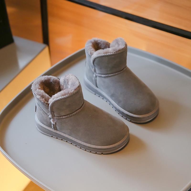 

Ботинки для девочек, серые ботильоны, зимние теплые меховые ботинки, детские черные уличные ботинки для мальчиков EU:27 чёрный