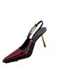 New Black High Heels Small Square Head Bag Head Back Empty Fashion Sexy Single Shoes Patent Leather Premium Sandals