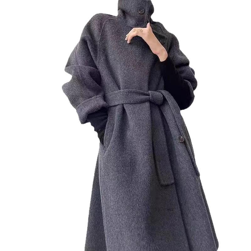 New Style Double-Faced Wool Coat with Stand Collar and Side Buttons - Autumn/Winter 2026 Collection