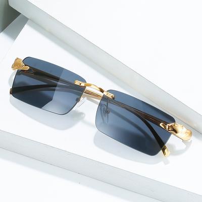 Luxury Metal Frame Rectangle Sunglasses Cut Edge Frameless Sunglasses Classic Casual Sun Glasses UV400 Fashion Designer Shades