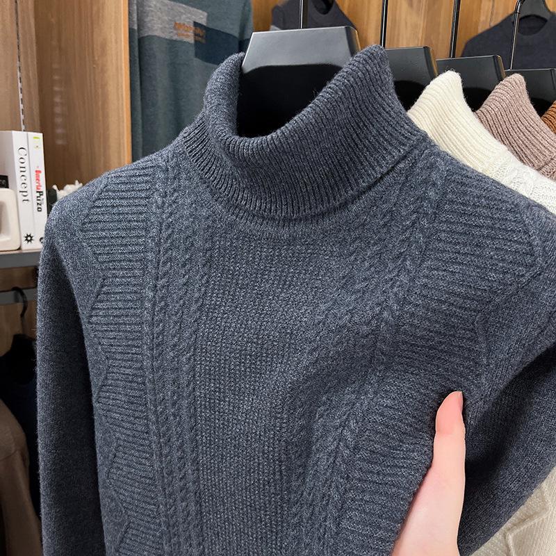 

Men s 2025 Winter Korean Style Thick Wool Jacquard High Neck Sweater for Middle-Aged and Young Fashion. XXXXL