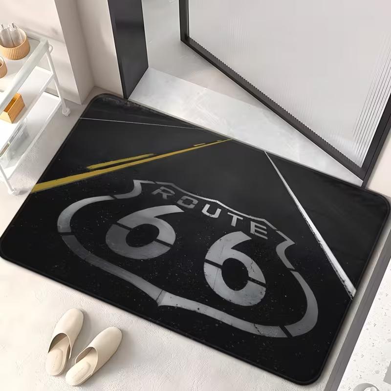 

Retro Highway 66 Doormat Retro American License Plate Home Decoration Floor Welcome Mat Front Door Indoor Mat Decoration Carpet 30x50cm