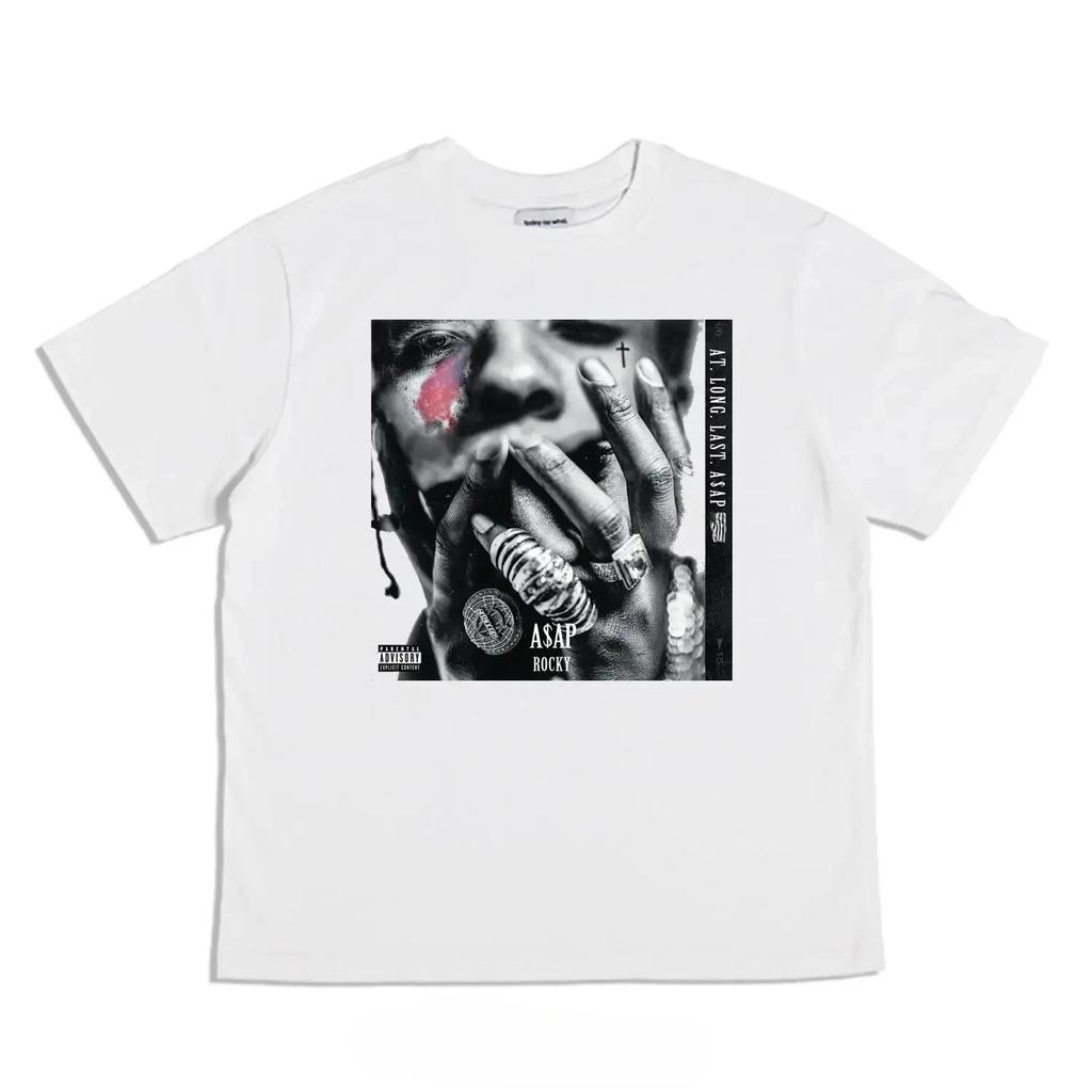 Hip Hop Tshirt Singer Asap Rocky Rap TNG Theme Printed Pure Cotton  Men and Women