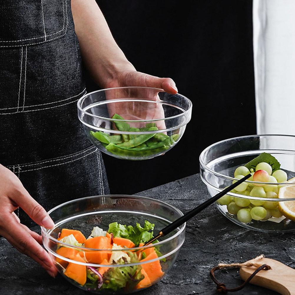 Reusable Clear Salad Bowl High Quality Pc Material Easy Clean Impermeable Stable Design Serving Bowl for Household Kitchen