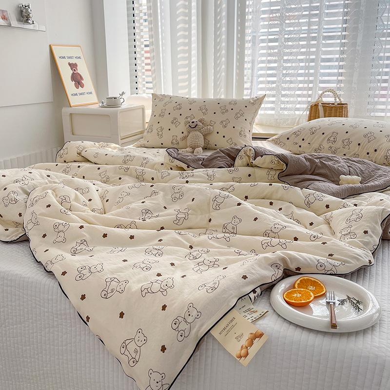 Aerobic Cotton Double-layer Yarn Cartoon Summer Cool Quilt Printed Air-conditioning Quilt Breathable Summer Thin Quilt