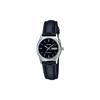 Standard Series Fashion Business Retro Versatile Classic Pointer Date Display Black Dial Waterproof Quartz Movement Leather Strap LTP-V006L-1B2