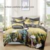 Peacock Flower Pattern 3D Printed Bedding Set Elegant Retro Style Quilt Cover Set Comfortable Polyester Duvet Cover Pillowcases