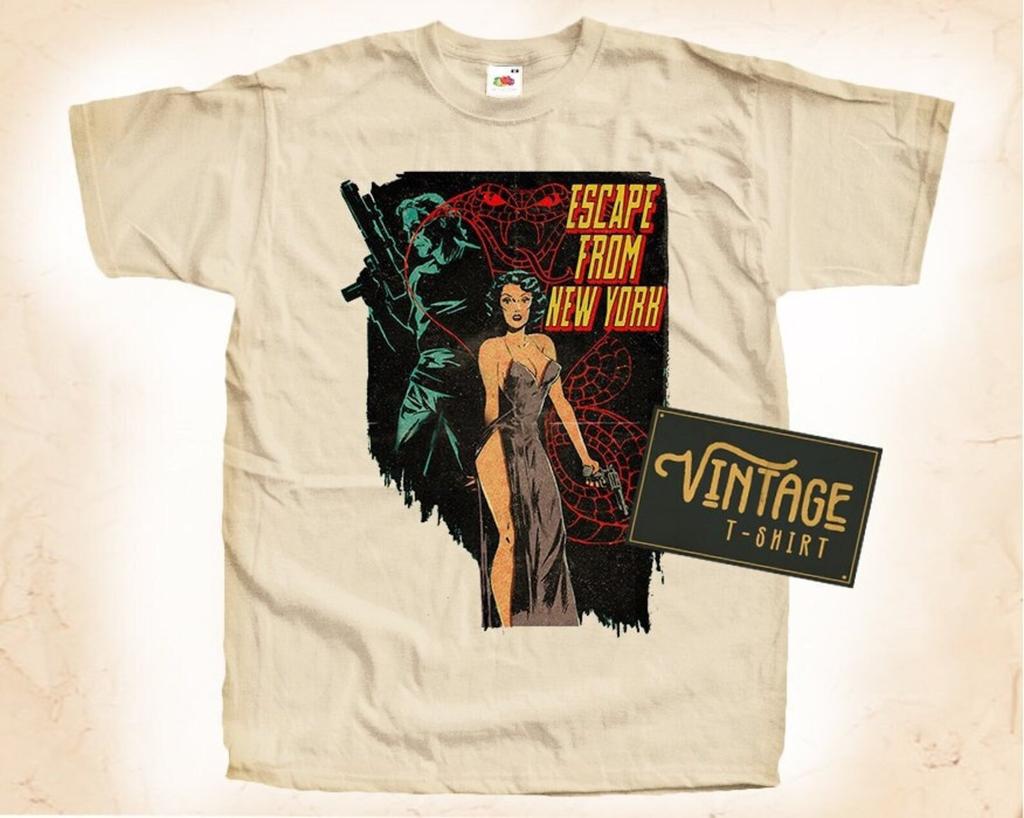 Escape from New York T-Shirt Vintage Natural Color Men's T-Shirt DTG Digital Print SIZES S M L XL 2XL 3XL 4XL 5XL
