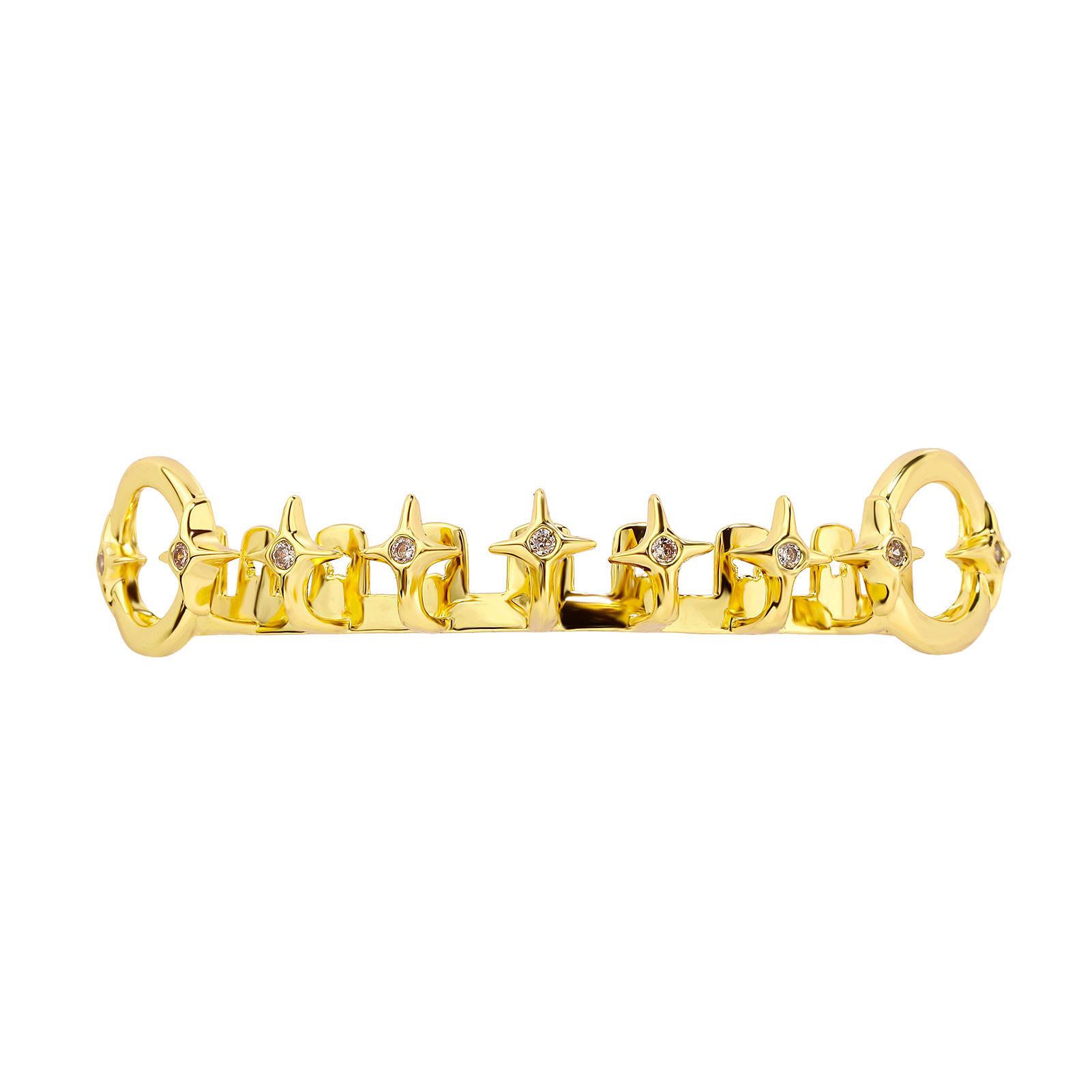 

Star Zirconia Hip Hop Gold Grillz Single Bar Hollow Teeth Accessory