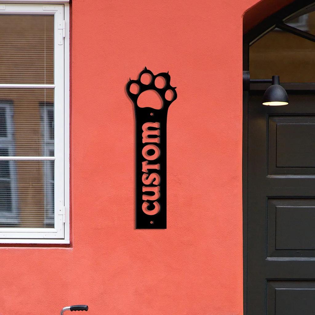 Custom Dog Paw Address Metal Sign, House Number Plaque, Garden Stake Decor
