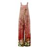 Womens Overalls Casual Print Wide Leg Jumpsuits Bib Rompers Sleeveless Straps With Pockets Outfits