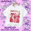 Summer T-shirt casual top with cartoon print, children's pure Polyester short-sleeved K-pop Demon Hunter girl cute sports shirt