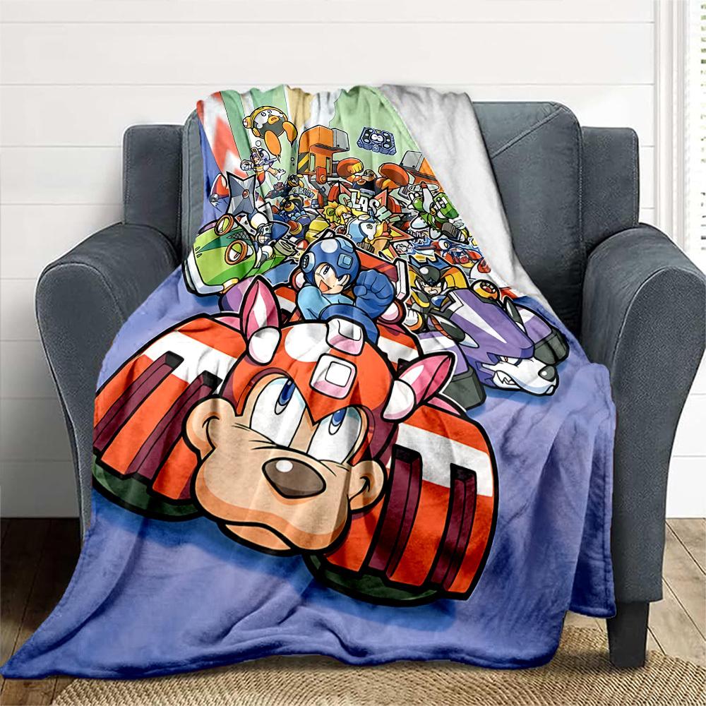 1PC Mega Man, Robotics Outdoor Blanket Lightweight Flannel, Soft & Warm, All-Season Use for Sofa, Outdoor, Camping, Living Room, Office17