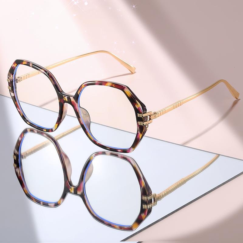 Trendy Geometric Blue Light Blocking Glasses: Black Frame with Gold Temples, Anti-Blue Light Eyewear for Office & Daily Use