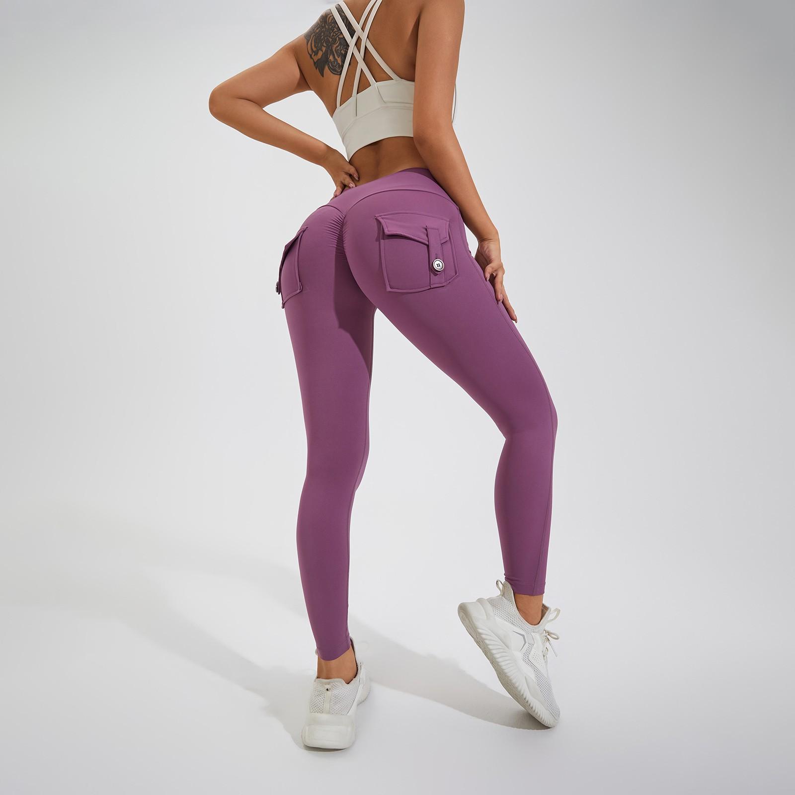 

Женская однотонная повседневная рабочая одежда с карманами, спортивные брюки для фитнеса S фиолетовый