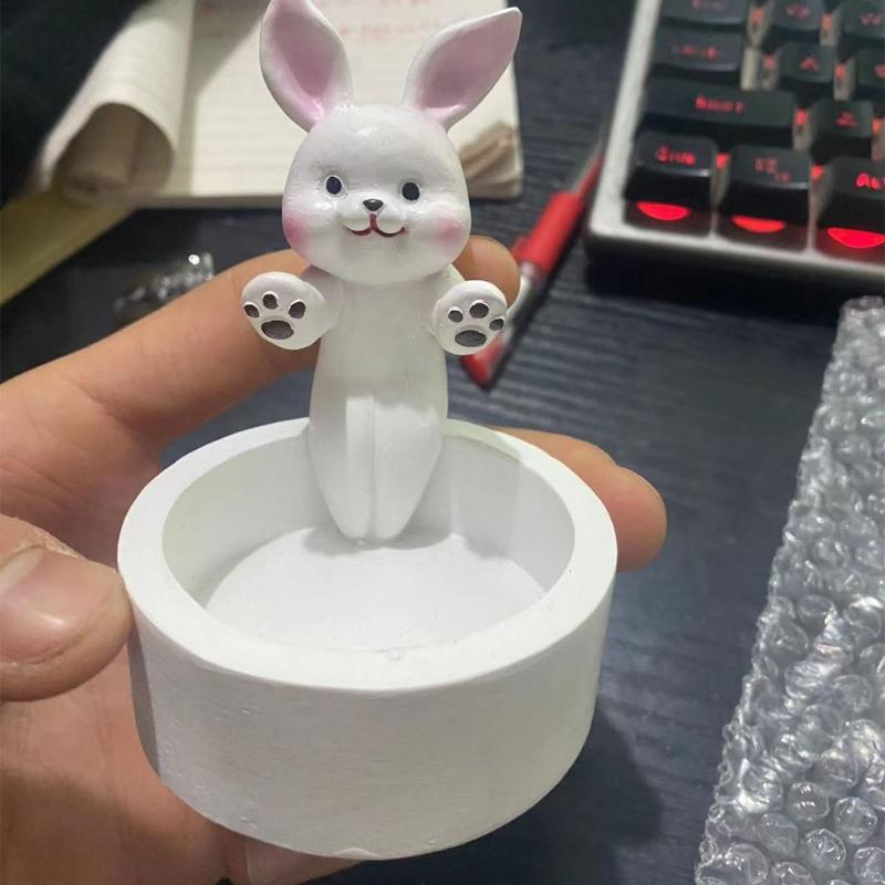 Cartoon Kaninchen Kerzenhalter Harz Kerzenständer Lieblicher Kerzenständer für Hundeliebhaber Heimdekorationen Valentinstagsgeschenk