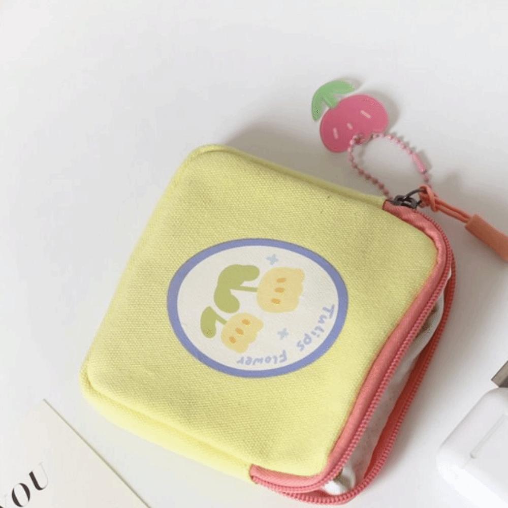 Bag Floral Printing Coin Money Bags Tulip Coin Purse Women Change Storage Bag Lipstick Cosmetic Bag