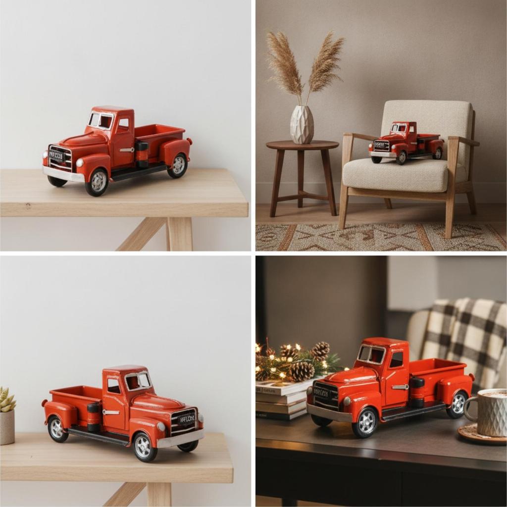 Pickup Truck Ornament Distressed Decoration Tabletop for Shelf, Desk, Decorators