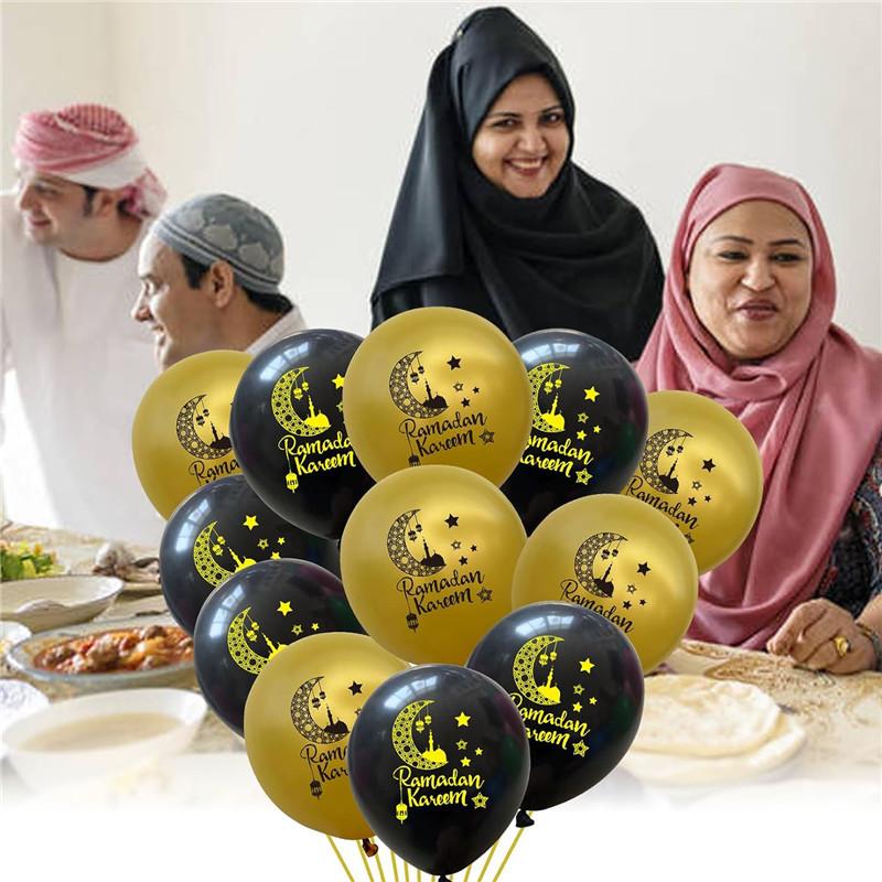 10pcs Ramadan Decorations Balloons 12in Large Latex Balloons for Eid Ramadan Eid Al Fitr Eid Al Adha Festival Party Muslim Party Decoration Supplies