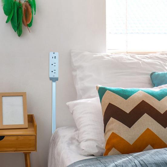 Power Socket Expander with USB-A USB-C 2 AC Outlets Extends 22"-34" Rotates 180-degrees Rotating Base Power Socket Expander