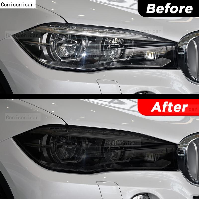 2 buc. Film de protecție pentru faruri auto de performanță, lumină frontală, autocolant TPU negru afumat pentru BMW X5 F15 M F85 2014-2018 Accesorii