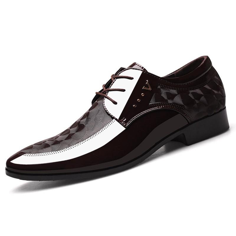 Spring New Glossy Leather Shoes Men's Business Dress Shoes Large Size Men's Shoes Versatile Wedding Shoes