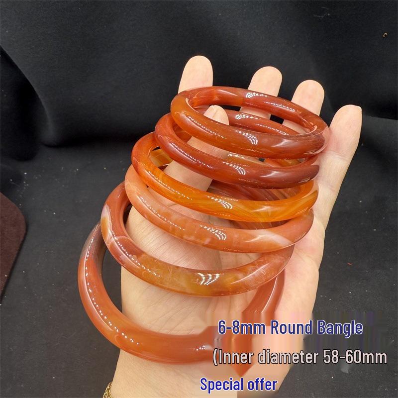 Red Agate Women s Bracelet - Narrow Chalcedony Hand Jewelry Exhibition Piece
