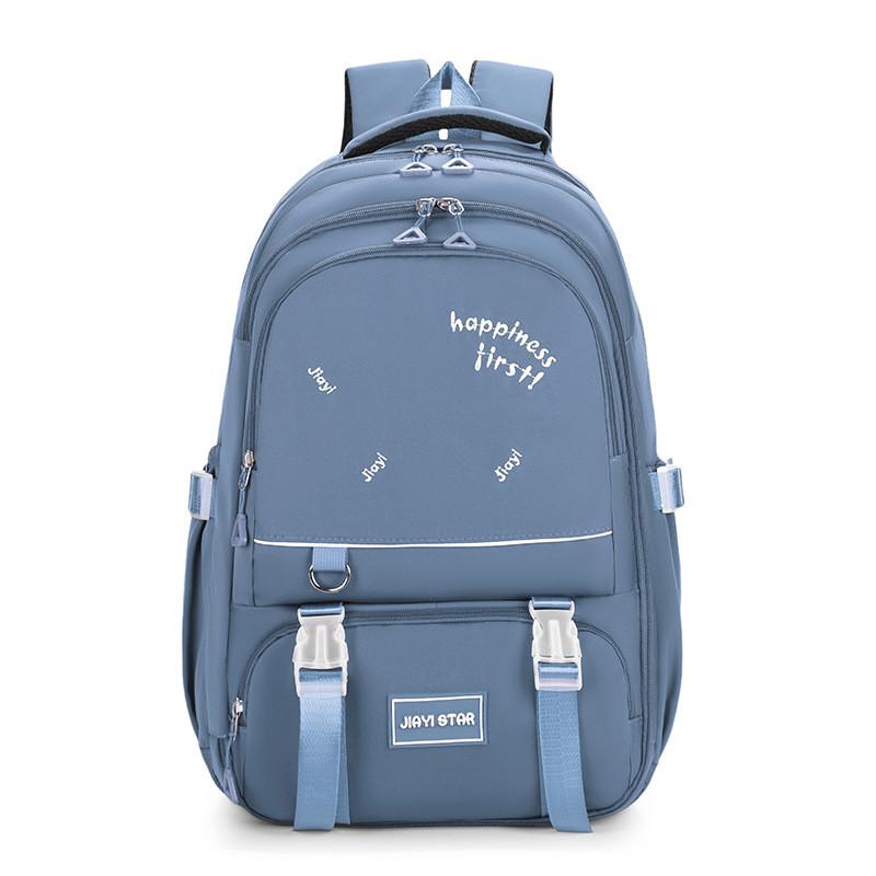 Solid Color Simple Letter Print Student Casual Backpack For School Use Day