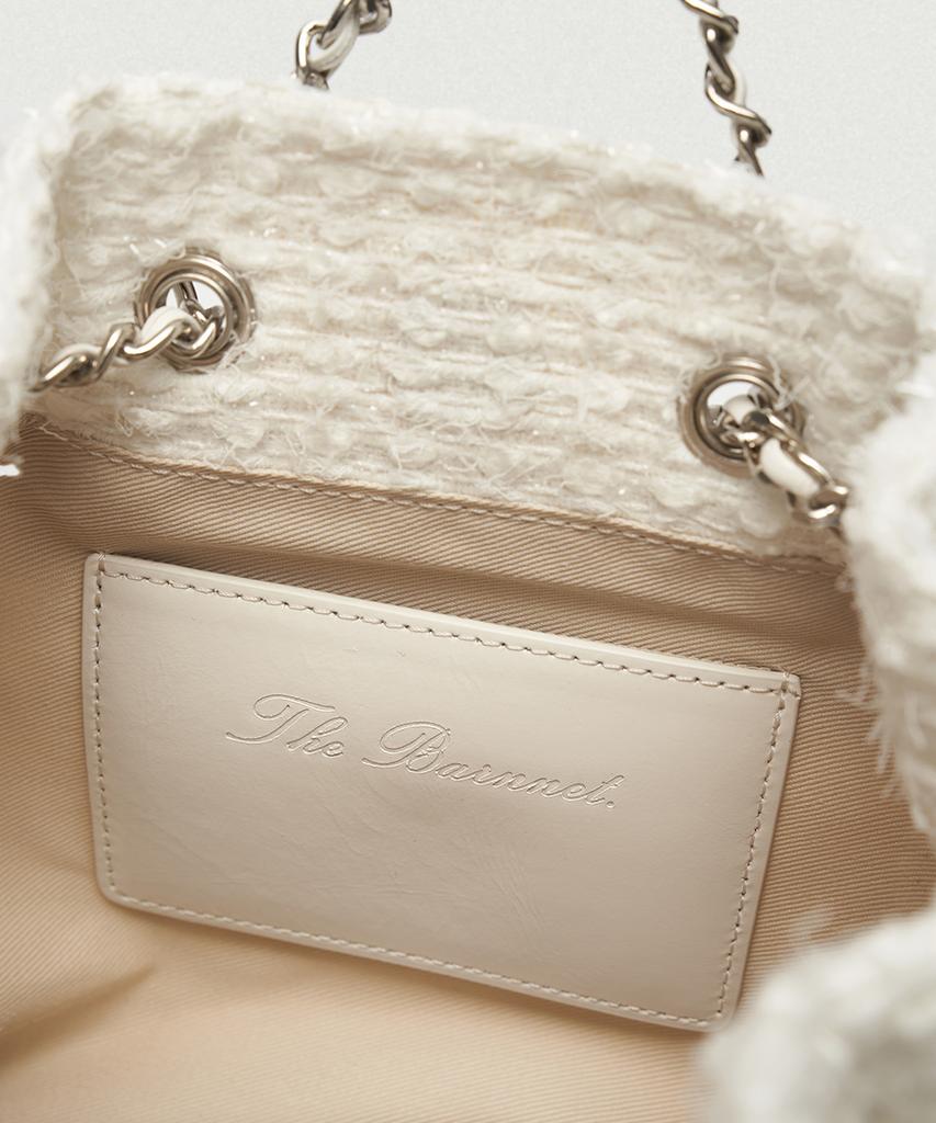 Thebarnnet Tweed Drawstring Chain Backpack_Ivory