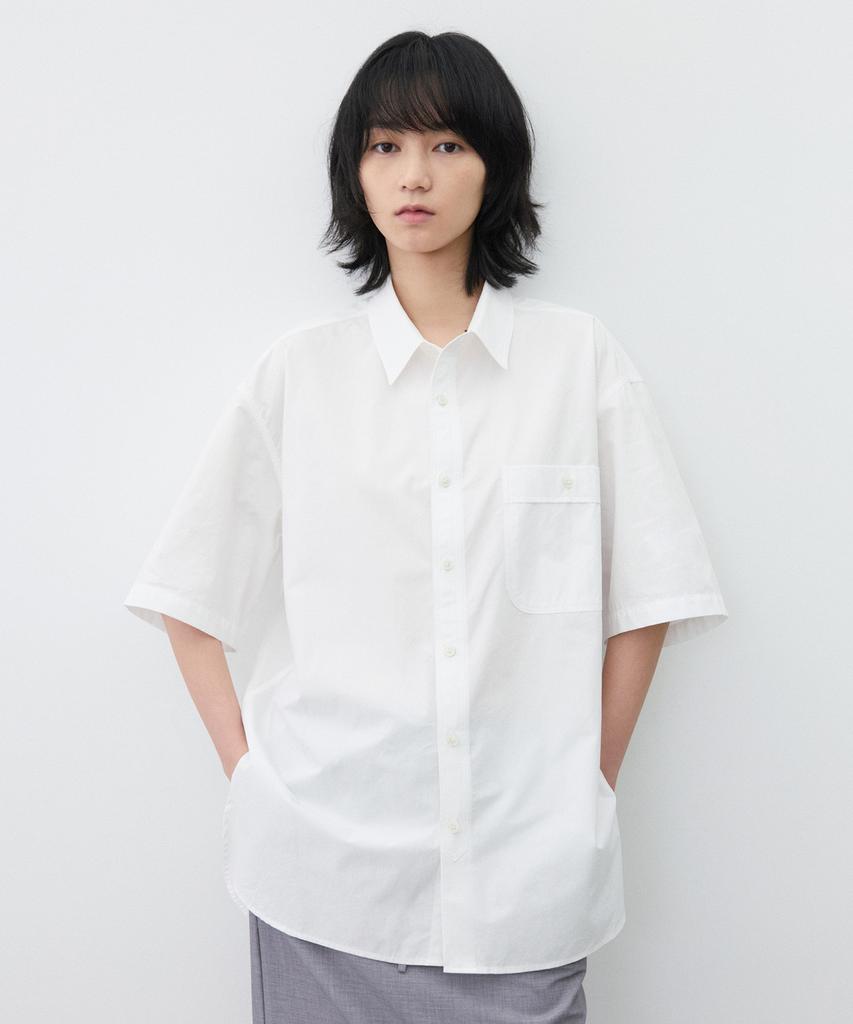 SUARE WOMEN Boy Oversized Half Shirt Ivory