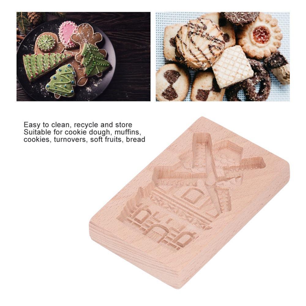 Natural Beech Wood Wooden Cookie Mold Baking Stamp Home Baking