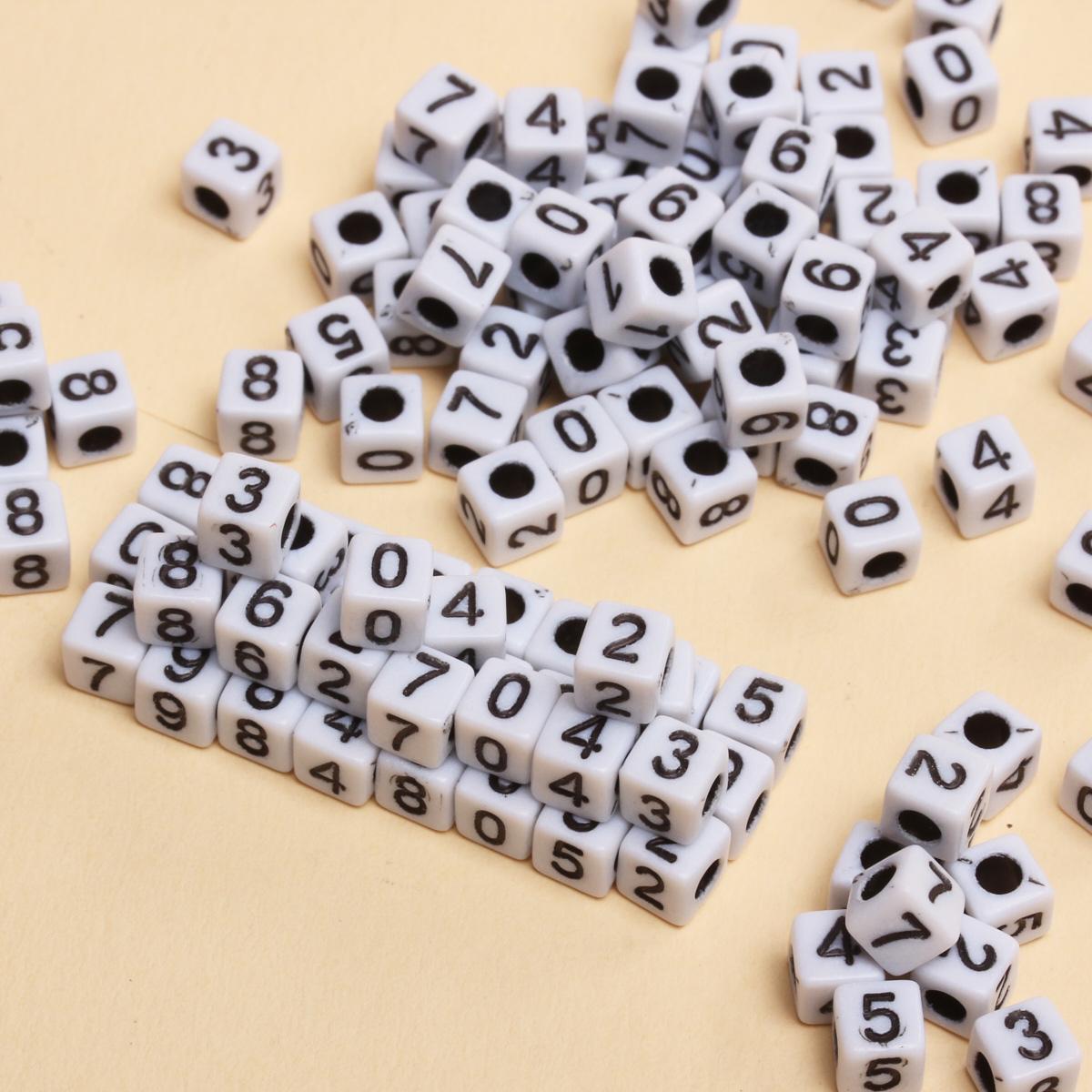 

100Pcs 4.5mm White Cube Acrylic Digital Beading For DIY Bracelet Necklace Keychain