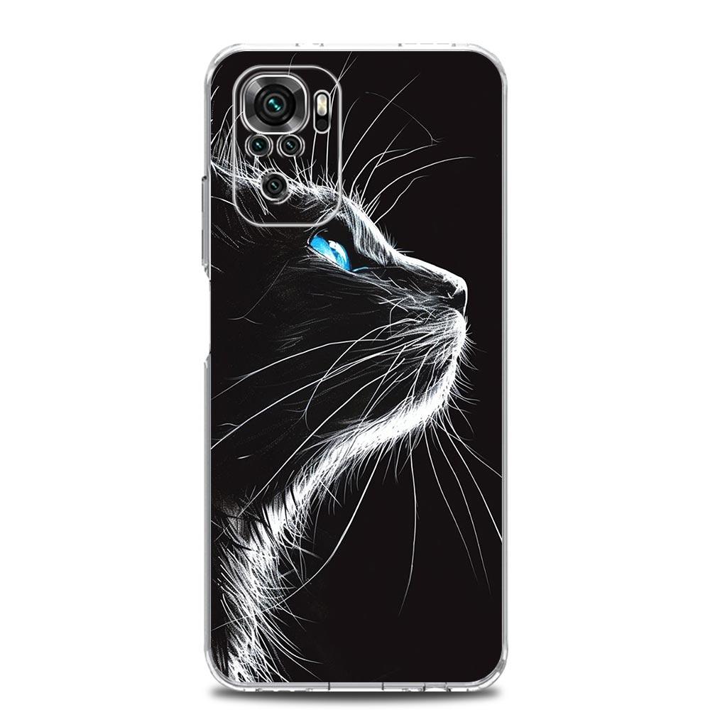 Phone Case For Xiaomi Redmi Note 15 14 13 12 4G 10 11 Pro Plus 5G 14C 13C 12C 10C Clear Soft TPU Cover Cat Line Black Cats