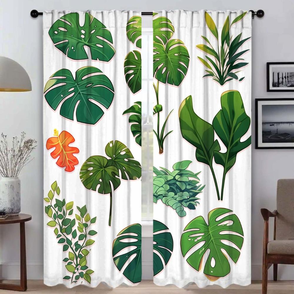 Green Plant Turtle Back Bamboo Window Curtain for Room 2 Panel Curtains for Bedroom Halloween Decoration Partition Shades Living