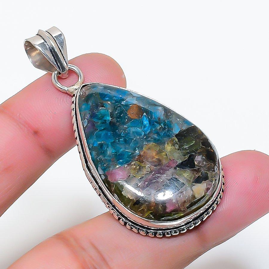 Natural Tourmaline Gemstone Handmade 925 Sterling Silver Pendant 2.05  AP-15730
