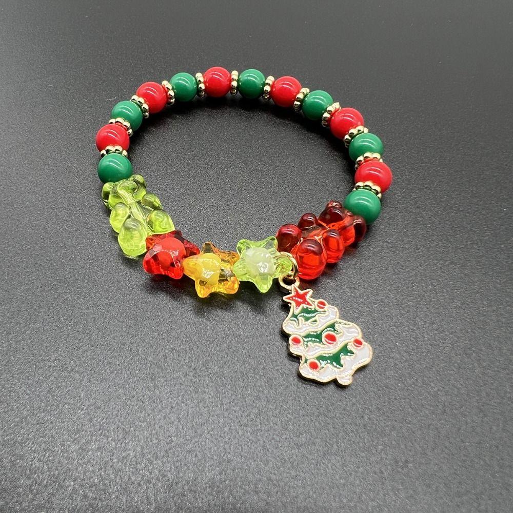 Hand Decoration Acrylic Beaded Bracelet Cute Letter Elastic Bracelet Christmas Bracelets  Women