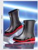 Men's British Style Waterproof Mid-Calf Rubber Rain Boots with Elastic Cuff - Non-Slip Winter Outdoor Fashion