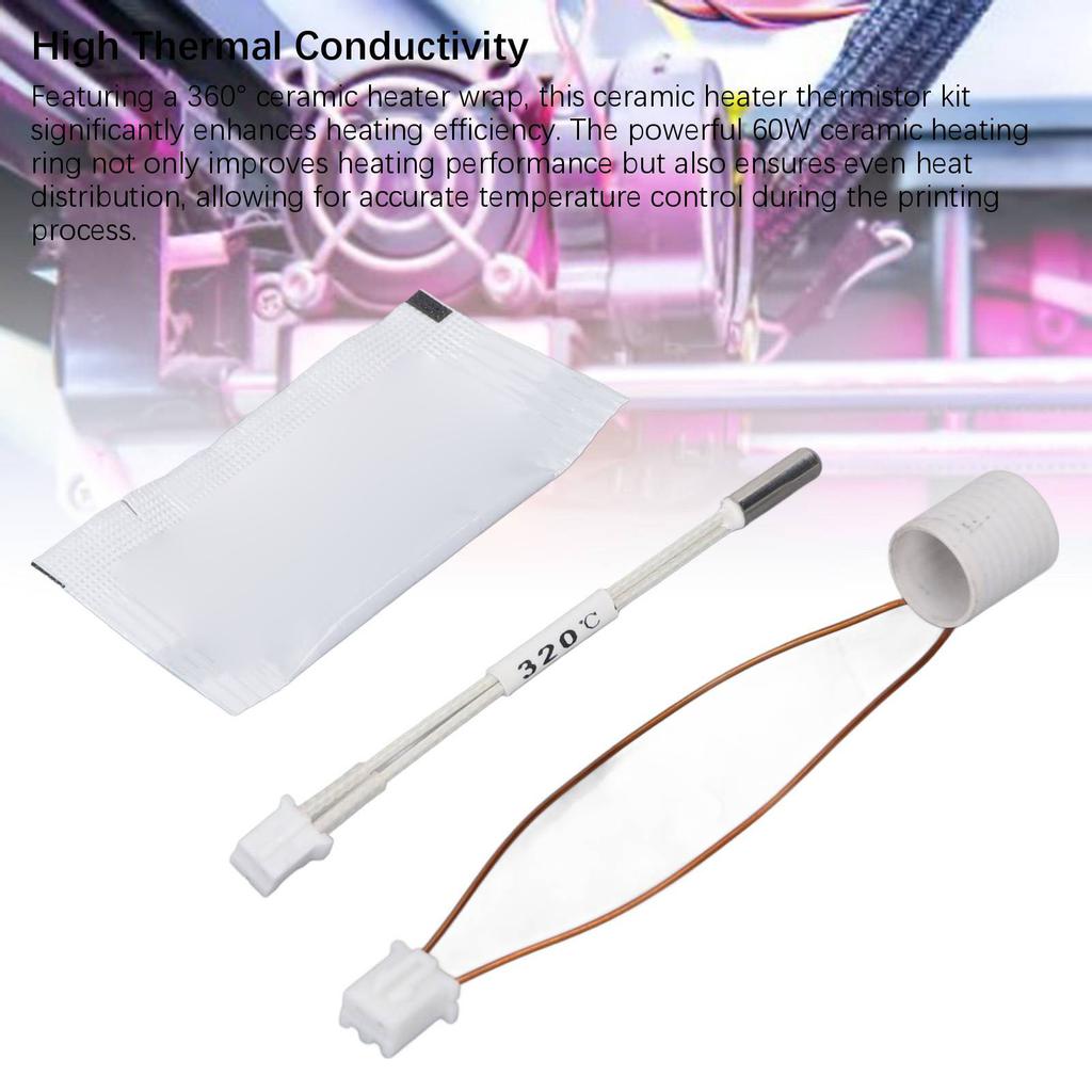 Ceramic Heater Thermistor Kit 3D Printer Heating Ring and Thermistor Wire for K1 K1C K1 Maximum
