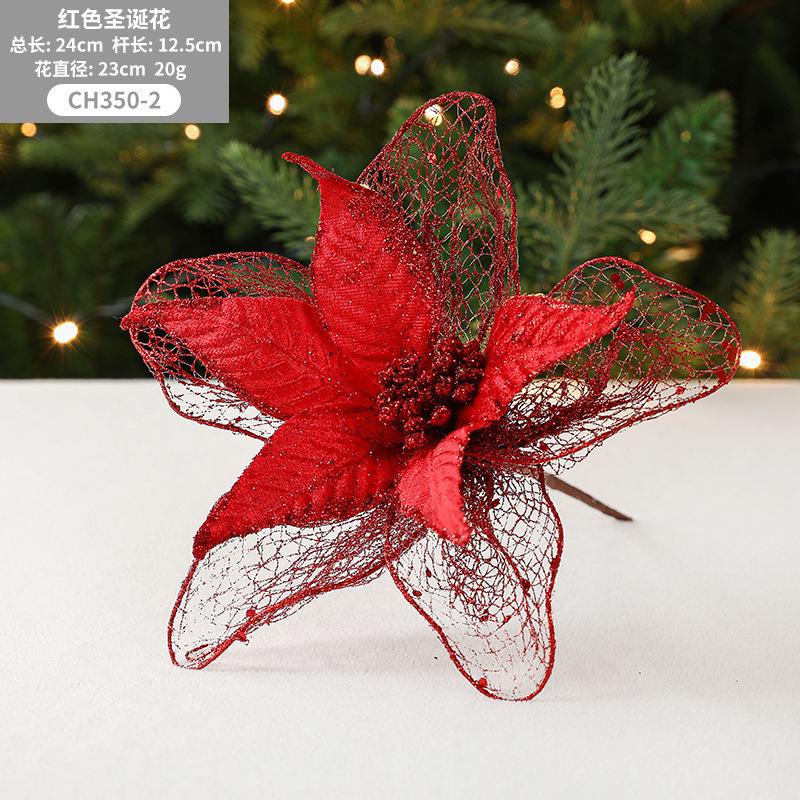 23cm Große Poinsettia Glitzerblume DIY Weihnachtsdekoration Hängende Ornamente Baumdekor Partyzubehör
